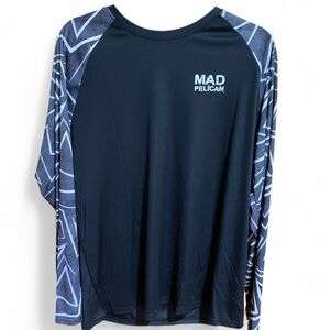 Mad Pelican Graphic Long Sleeve Shirt Black & Gray Abstract Size L